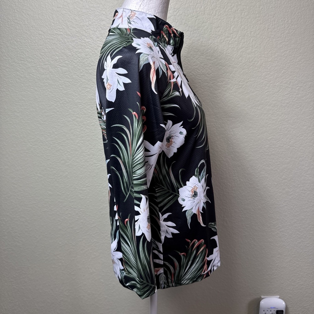WOWENY Floral Quarter Zip Rash Guard NWT UPF 50+ Tropical Swim Shirt Size XS - Picture 2 of 8